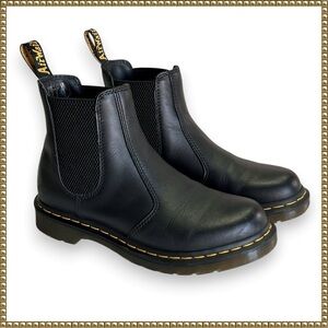 Dr. Martens Black Leather Chelsea Boots with Yellow Stitching